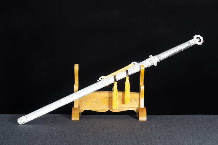 boxkatana Handmade Silver Scourge High Manganese Steel Chinese Sword With White scabbard