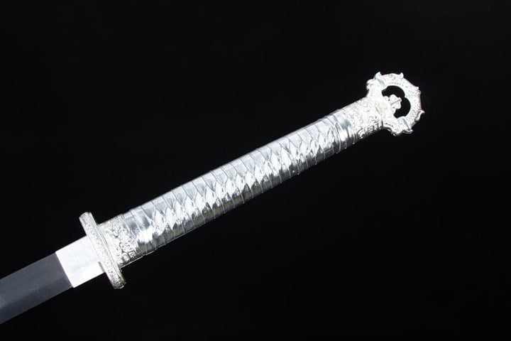 boxkatana Handmade Silver Scourge High Manganese Steel Chinese Sword With White scabbard