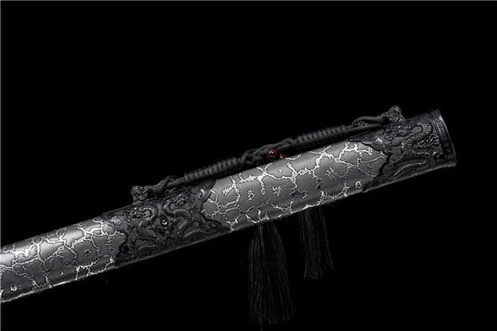 boxkatana Handmade Thunder High Manganese Steel Chinese Sword With Silver Lightning Sheath