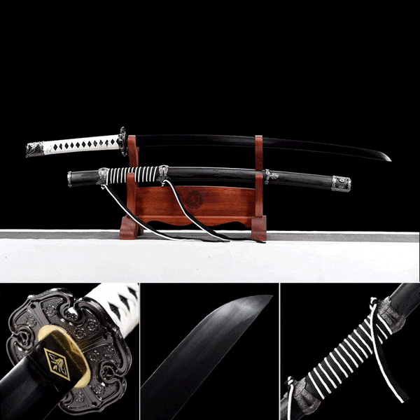 boxkatana Handmade Undead Cut Katana Sword, Sekiro: Shadows Die Twice Japanese Samurai Sword, Black Manganese Steel Blades, Full Tang