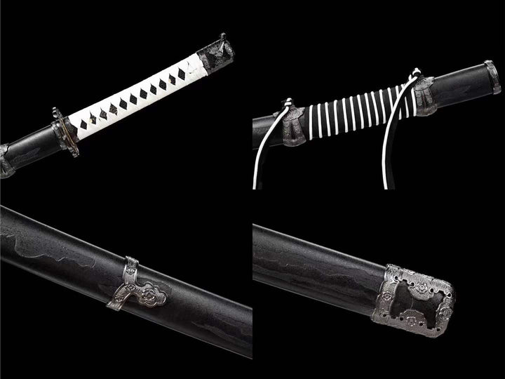 boxkatana Handmade Undead Cut Katana Sword, Sekiro: Shadows Die Twice Japanese Samurai Sword, Black Manganese Steel Blades, Full Tang