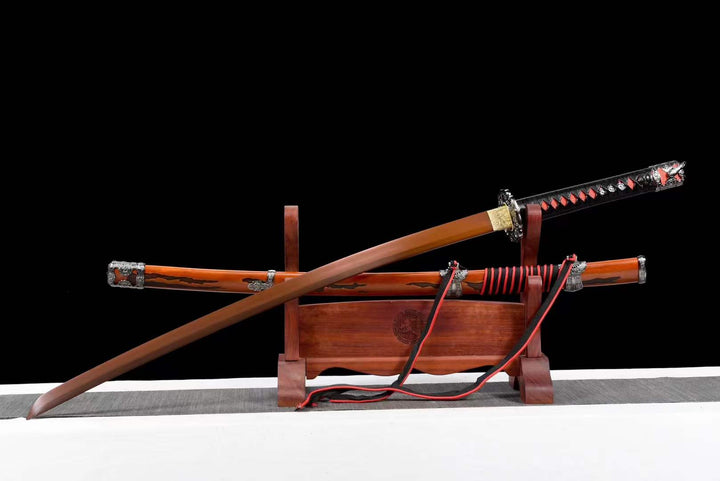 boxkatana Handmade Undead Cut Katana Sword, Sekiro: Shadows Die Twice Japanese Samurai Sword, Red Manganese Steel Blades, Full Tang