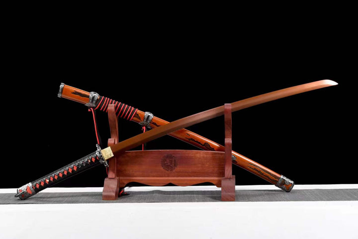 boxkatana Handmade Undead Cut Katana Sword, Sekiro: Shadows Die Twice Japanese Samurai Sword, Red Manganese Steel Blades, Full Tang