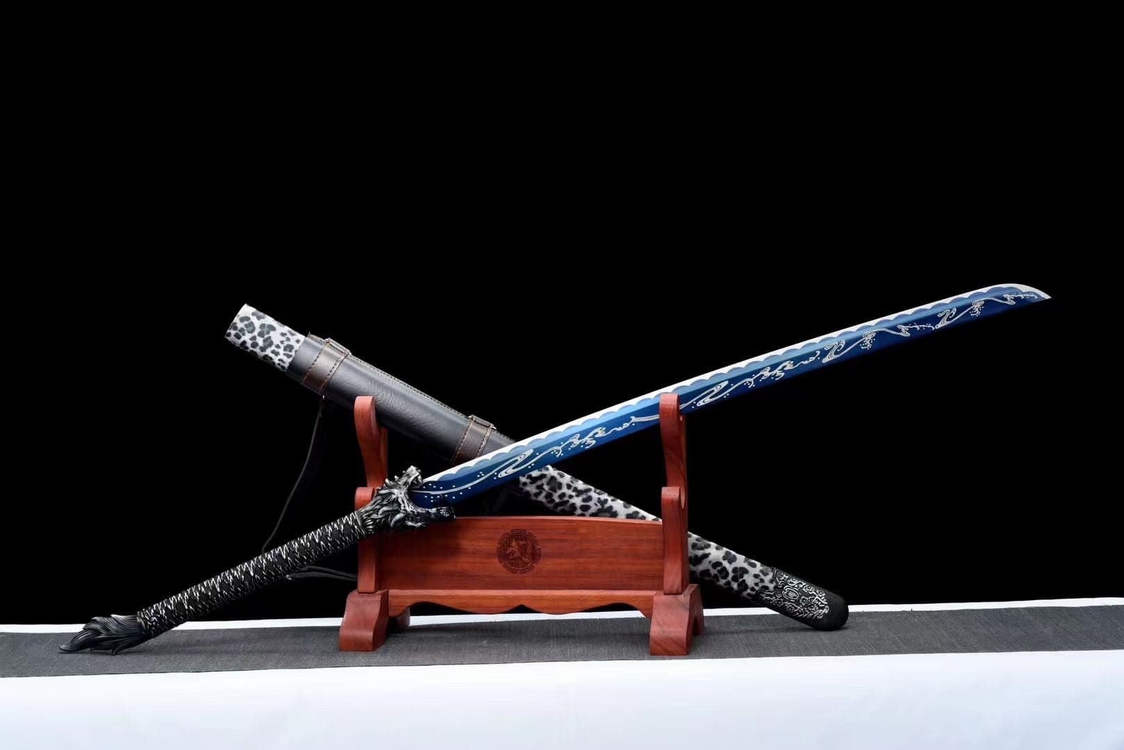 boxkatana Handmade Wolf Road Manganese Steel Chinese Sword Exclusive Flame Fireworks