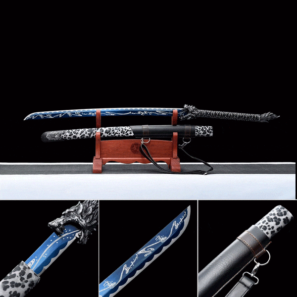 boxkatana Handmade Wolf Road Manganese Steel Chinese Sword Exclusive Flame Fireworks