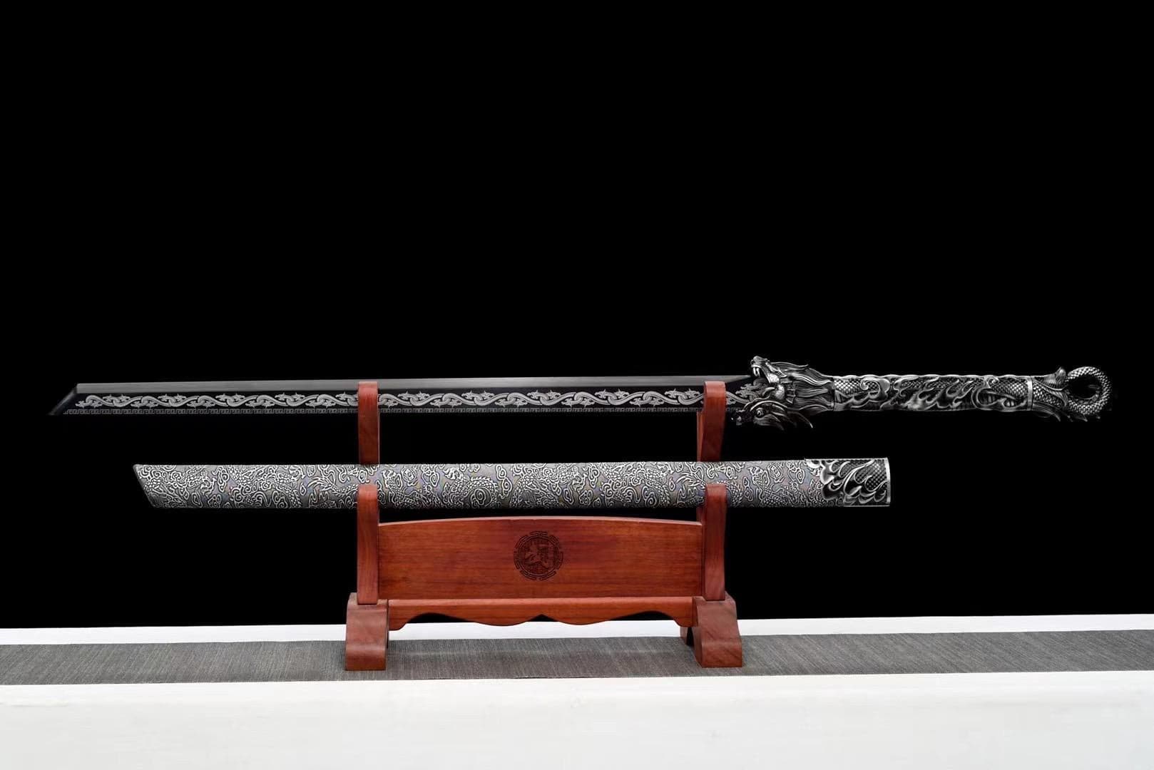 boxkatana HandmadeHades Warblade Chinese Sword With Black scabbard