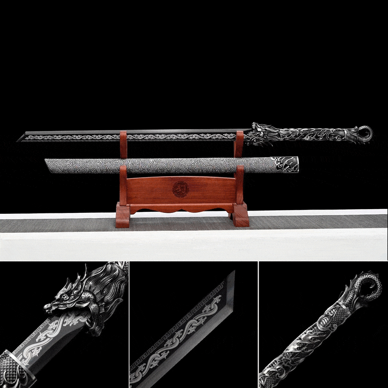 boxkatana HandmadeHades Warblade Chinese Sword With Black scabbard