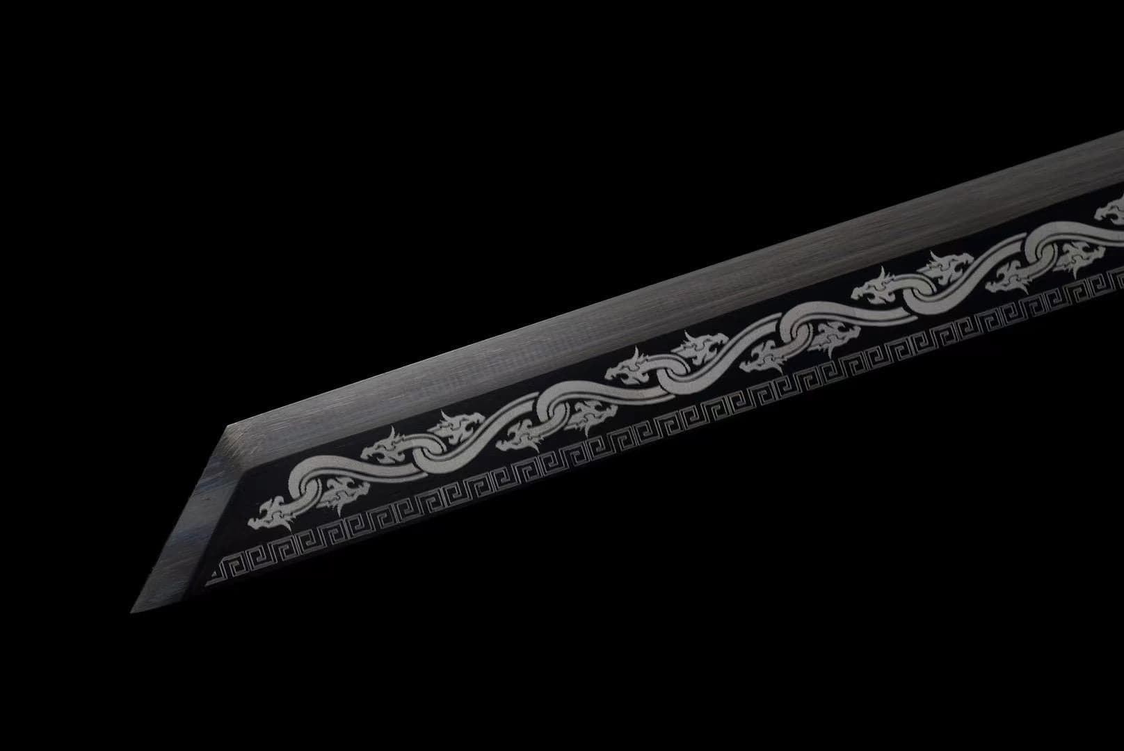 boxkatana HandmadeHades Warblade Chinese Sword With Black scabbard